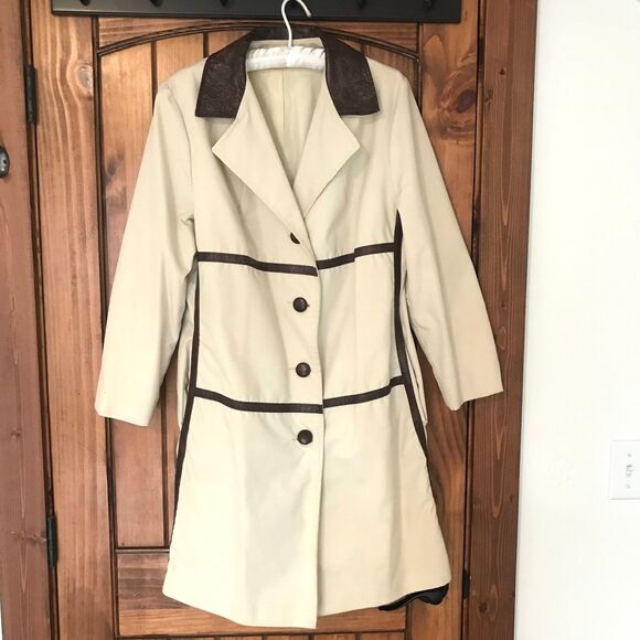 Herman Kay Jackets & Blazers - Vintage Herman Kay Cream Block Button Long Utility Trench Coat Lined O-Kay S/M